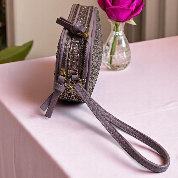 Indigo Dusty Rose Rose Gold Kawaii Glitter Pouch Wristlet - Picture 3 of 9